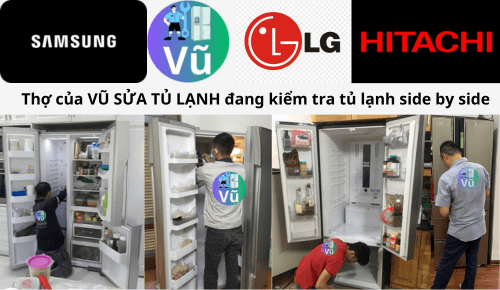 Thợ của VŨ SỬA TỦ LẠNH đang kiểm tra tủ lạnh side by side