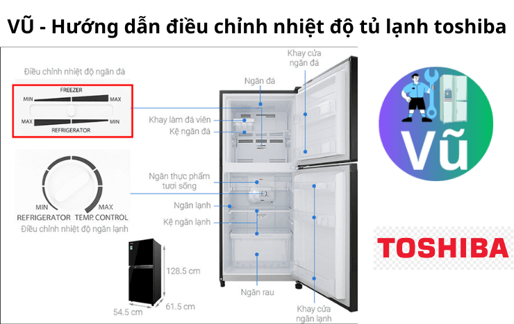 VŨ - Hướng dẫn điều chỉnh nhiệt độ tủ lạnh toshiba