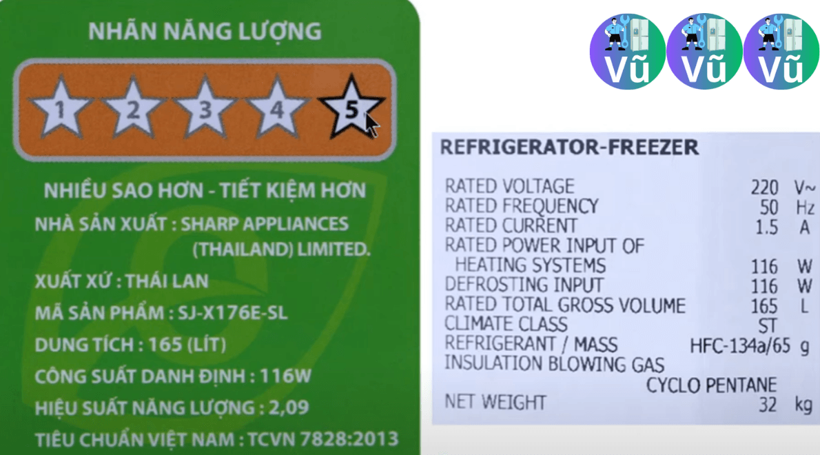 đọc hiểu tem thông số ở tủ lạnh