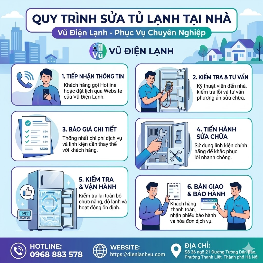 Quy trình sửa tủ lạnh tại nhà ở Thanh Xuân