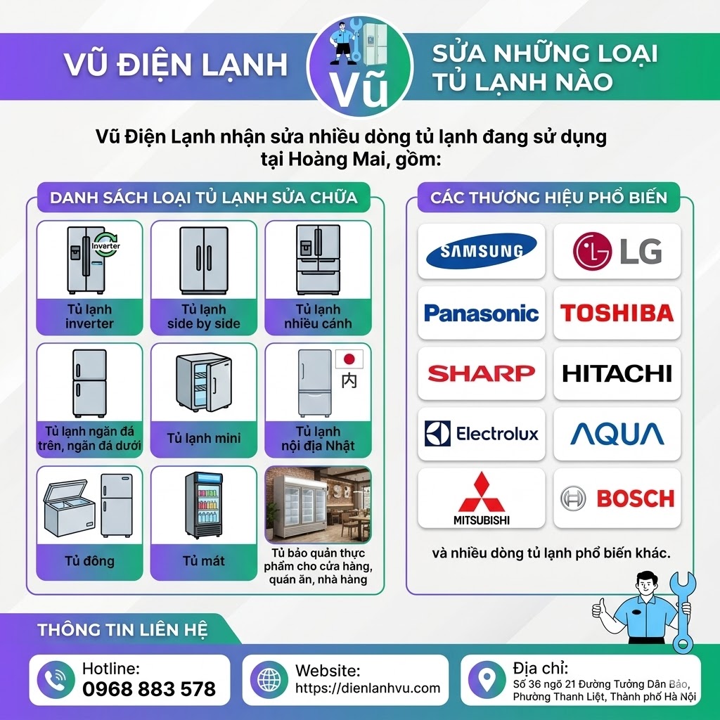 Vũ Điện Lạnh Sửa Những Loại Tủ Lạnh Nào