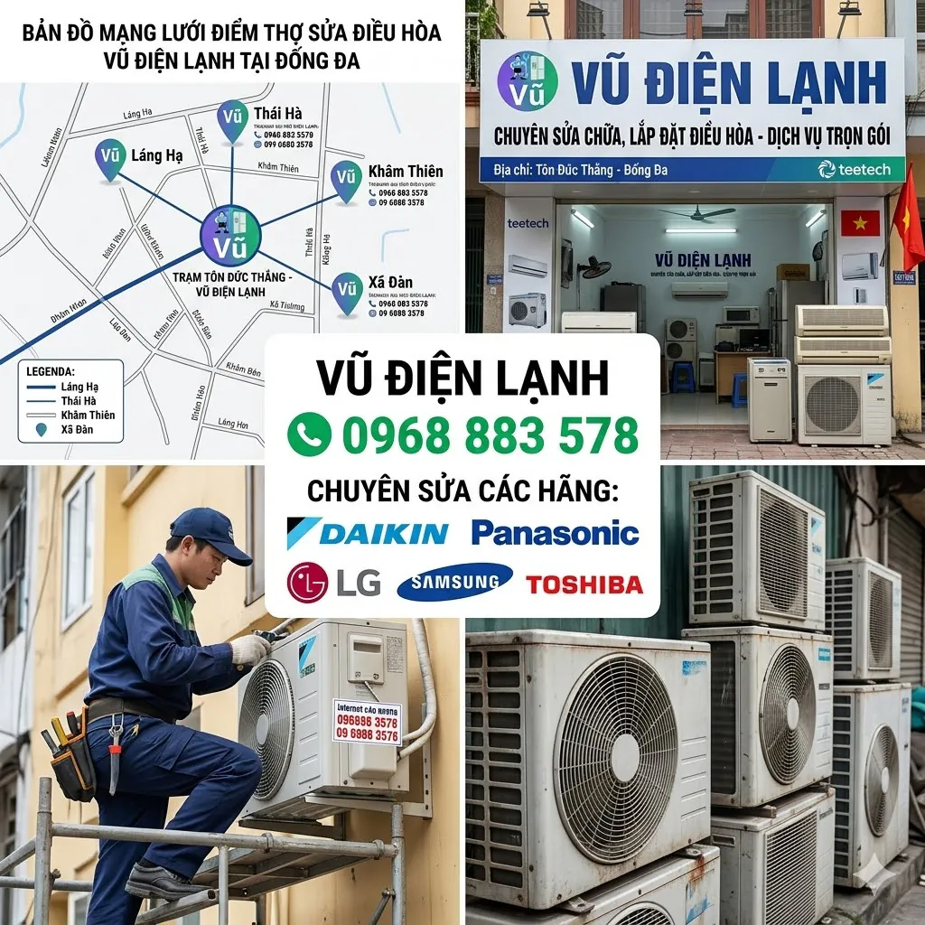 Bản đồ mạng lưới điểm thợ sửa điều hòa Vũ Điện Lạnh tại Đống Đa