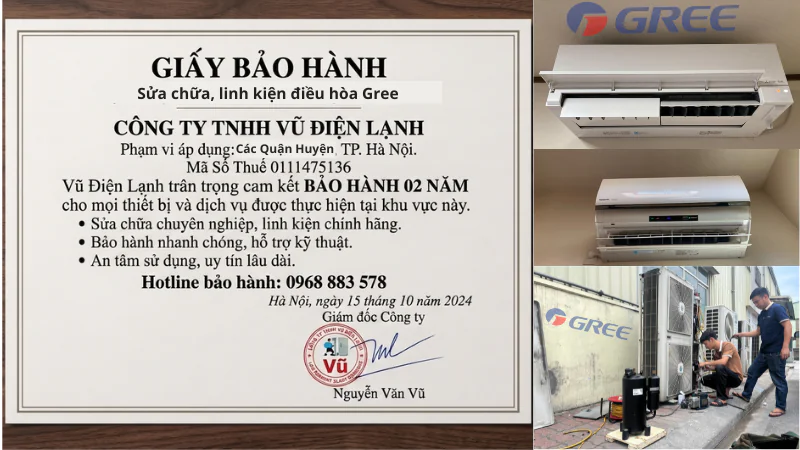Sửa điều hòa Gree báo lỗi H6 tại Cầu Giấy - Vũ Điện Lạnh