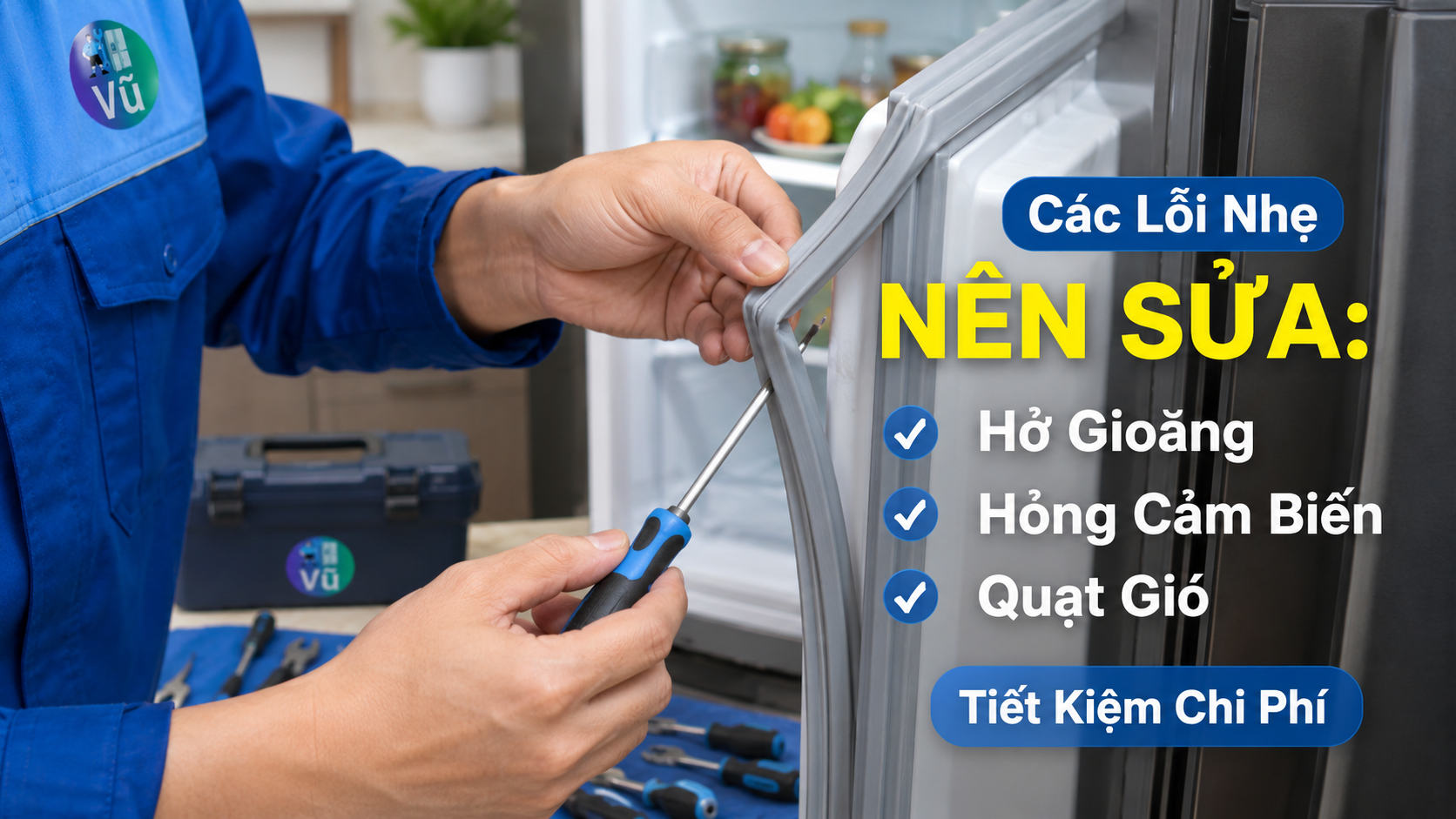 Kỹ thuật viên khắc phục các lỗi hỏng nhẹ như thay cảm biến, gioăng cửa giúp khách hàng tiết kiệm chi phí thay vì mua tủ lạnh mới.