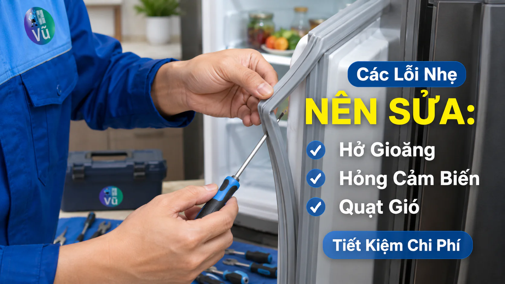 Kỹ thuật viên khắc phục các lỗi hỏng nhẹ như thay cảm biến, gioăng cửa giúp khách hàng tiết kiệm chi phí thay vì mua tủ lạnh mới.