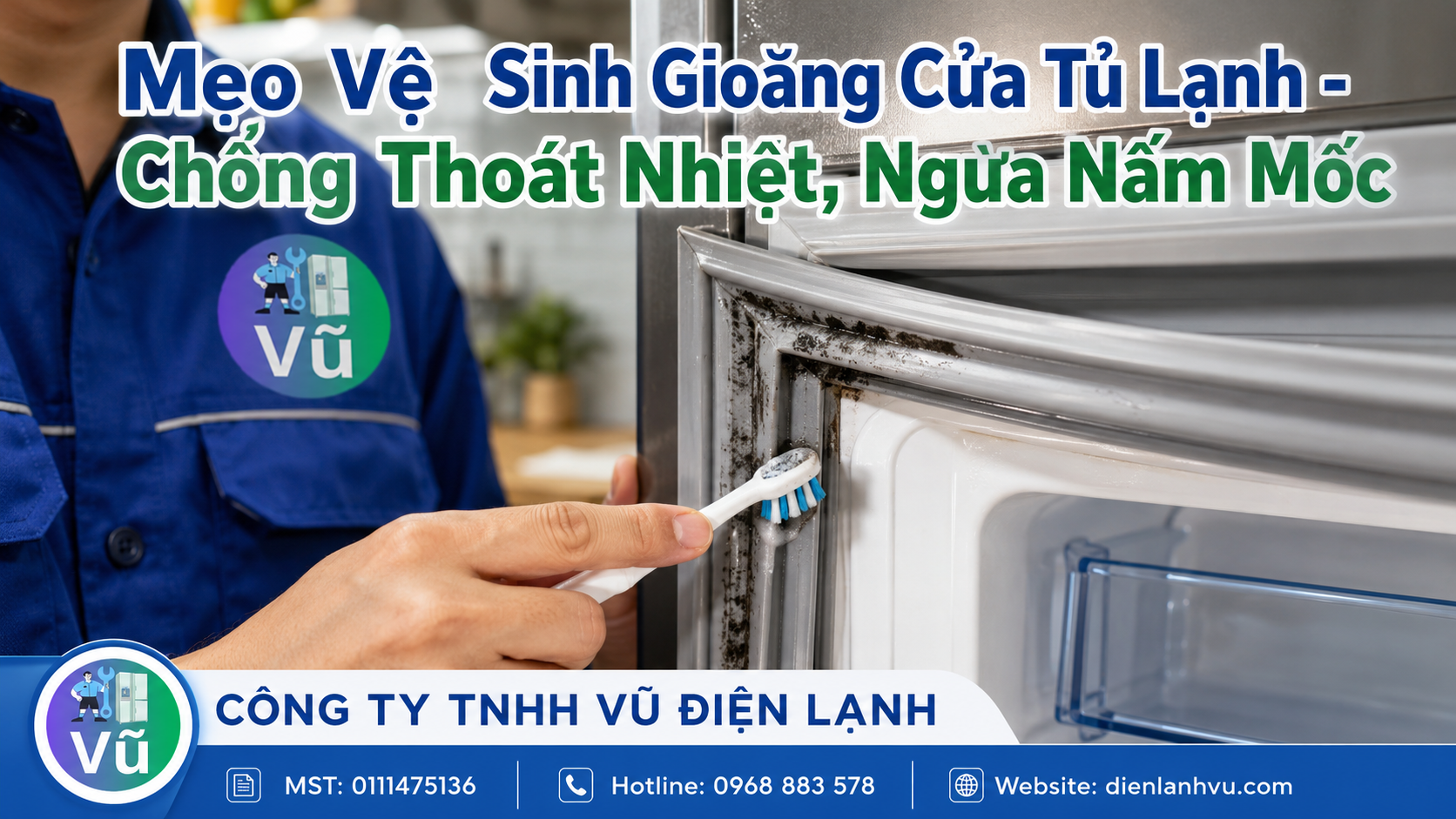 Hướng dẫn cách dùng khăn mềm vệ sinh gioăng cao su khi bảo trì tủ lạnh tại nhà để cửa luôn đóng khít.