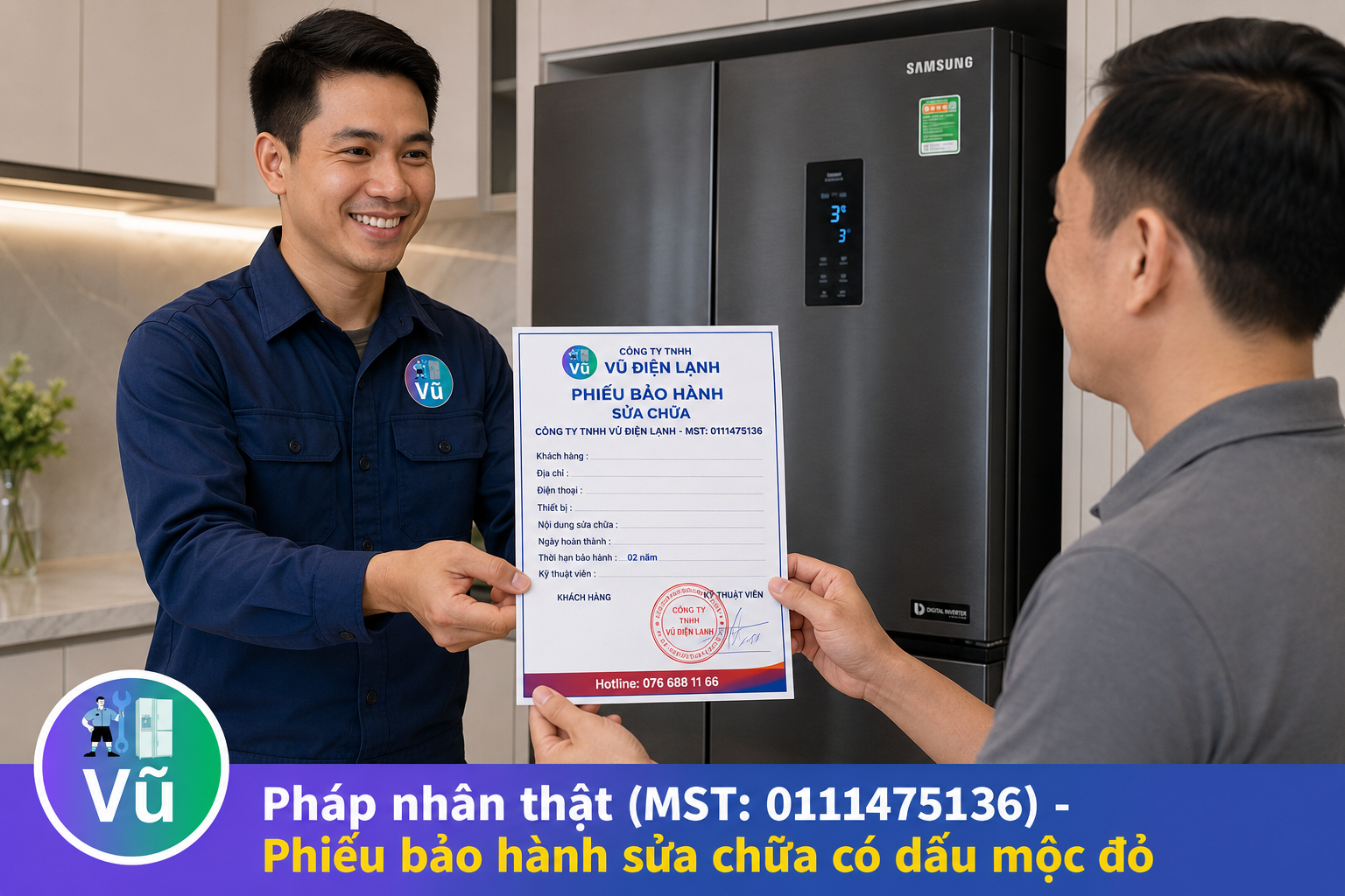 Kỹ thuật viên tiến hành đấu nối và bọc gen cách điện cẩn thận khi thay cảm biến tủ lạnh mới, đảm bảo đúng trị số điện trở của hãng.