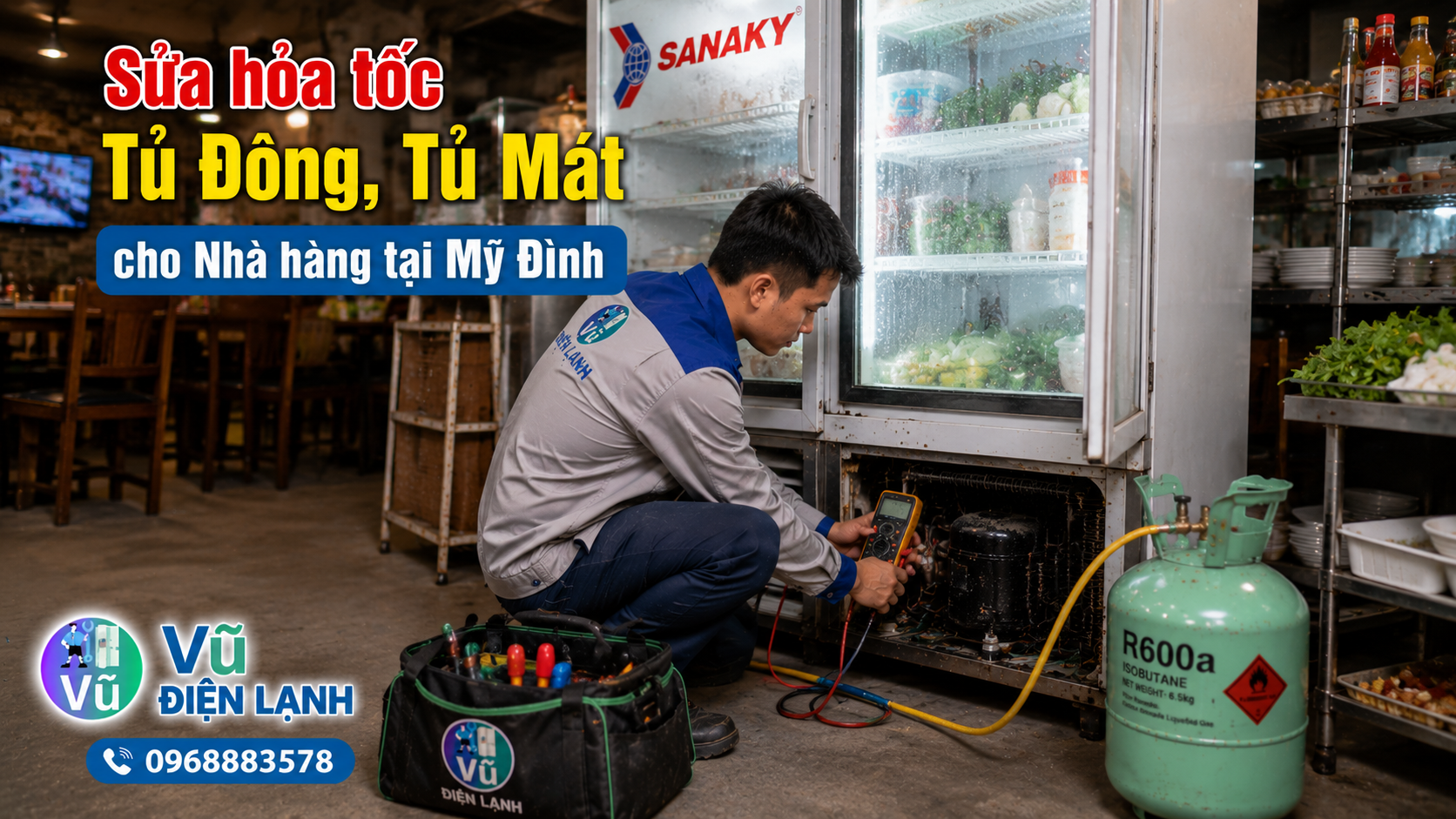 Dịch vụ sửa chữa hỏa tốc tủ đông, tủ mát công suất lớn ngoài giờ hành chính cho các quán ăn, nhà hàng dọc tuyến đường Hàm Nghi, Mỹ Đình.
