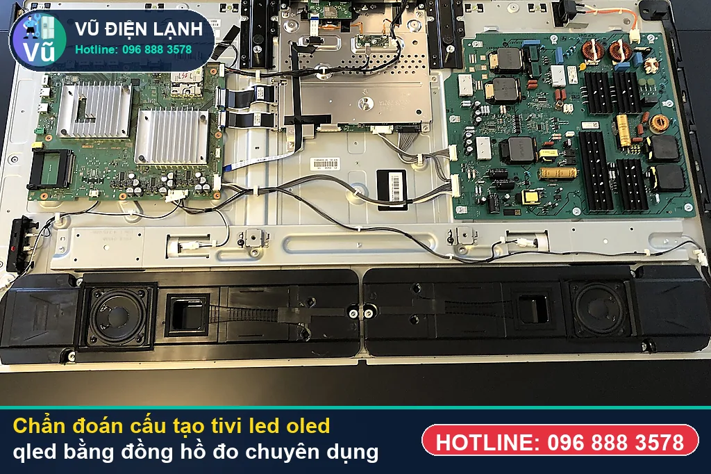 Thợ Vũ Điện Lạnh dùng đồng hồ vạn năng đo kiểm bo nguồn, T-Con và đèn LED nền khi xử lý cấu tạo tivi led oled qled