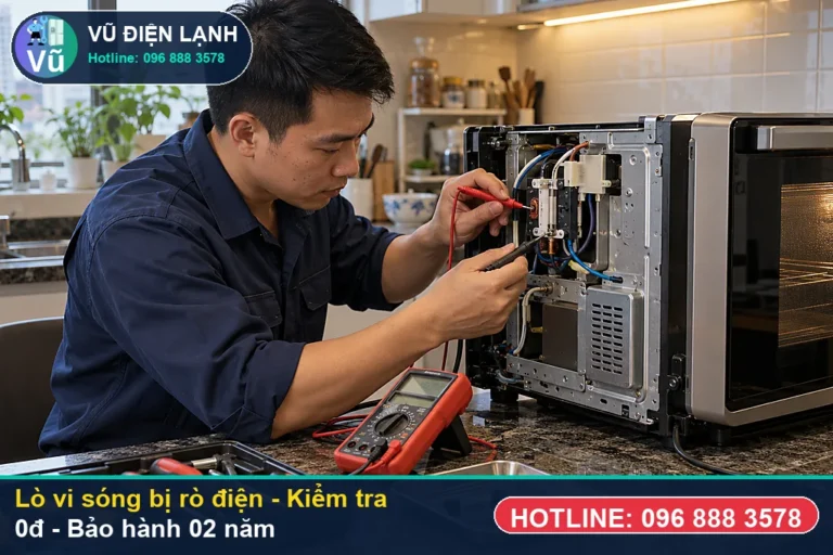 Kỹ thuật viên Vũ Điện Lạnh kiểm tra miễn phí 0đ và thực hiện lò vi sóng bị rò điện (nguyên nhân lò vi sóng bị rò điện ra vỏ kim l) tại Hà Nội