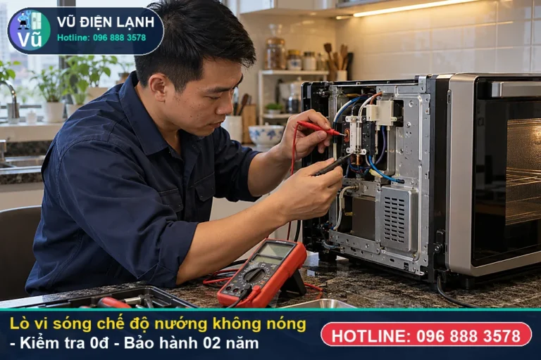 Kỹ thuật viên Vũ Điện Lạnh kiểm tra miễn phí 0đ và thực hiện lò vi sóng chế độ nướng không nóng (nguyên nhân lò vi sóng chế độ nướng ) tại Hà Nội