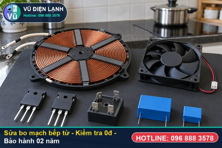 Kỹ thuật viên Vũ Điện Lạnh kiểm tra miễn phí 0đ và thực hiện sửa bo mạch bếp từ (sửa bo mạch bếp từ đôi Inverter, bếp từ Châu Âu ) tại Hà Nội