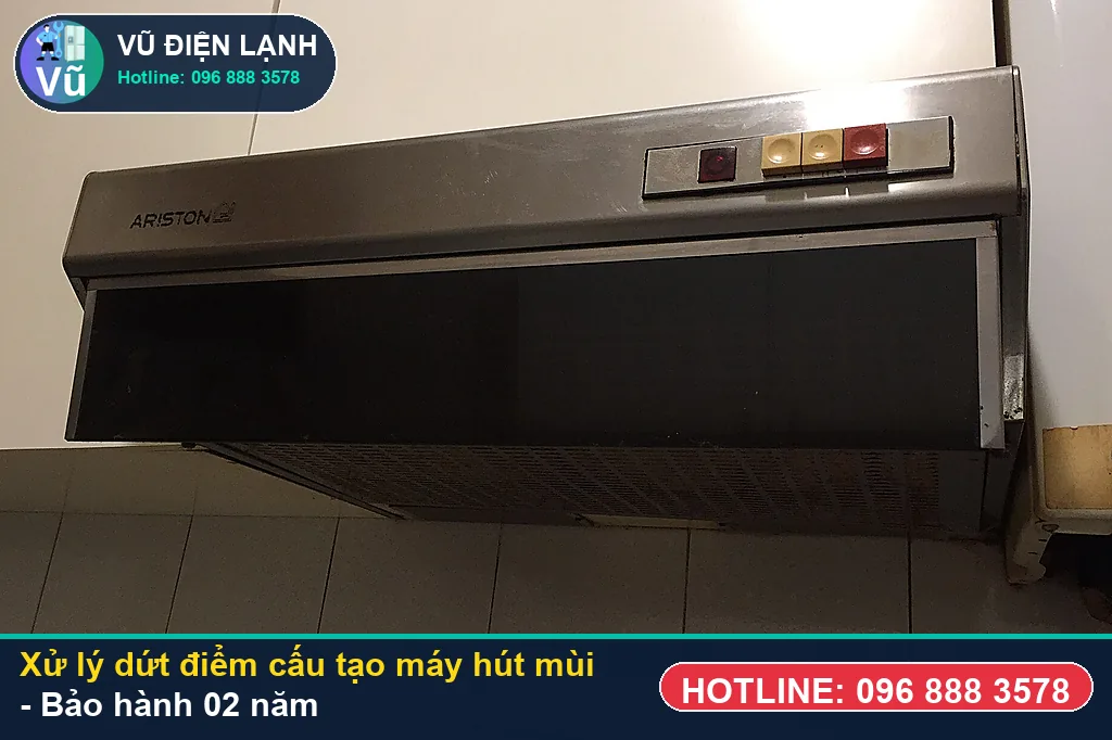 Hoàn tất xử lý cấu tạo máy hút mùi, kiểm tra lưu lượng gió hút khỏe và bàn giao phiếu bảo hành 02 năm Vũ Điện Lạnh