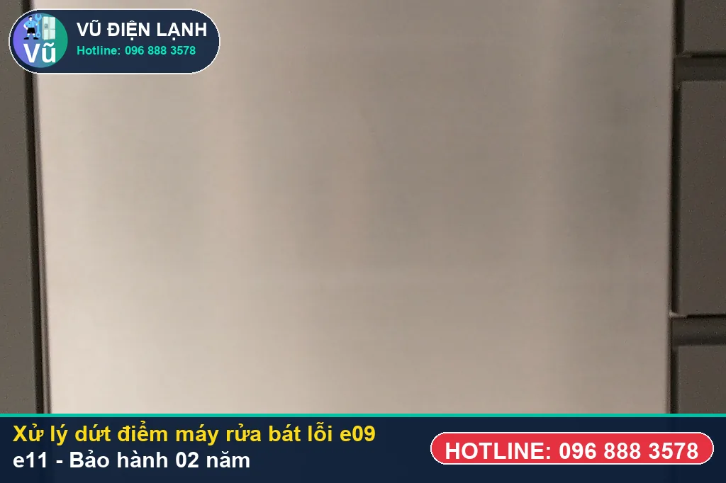 Hoàn tất xử lý máy rửa bát lỗi e09 e11, chạy thử nước nóng 70 độ và bàn giao phiếu bảo hành 02 năm Vũ Điện Lạnh