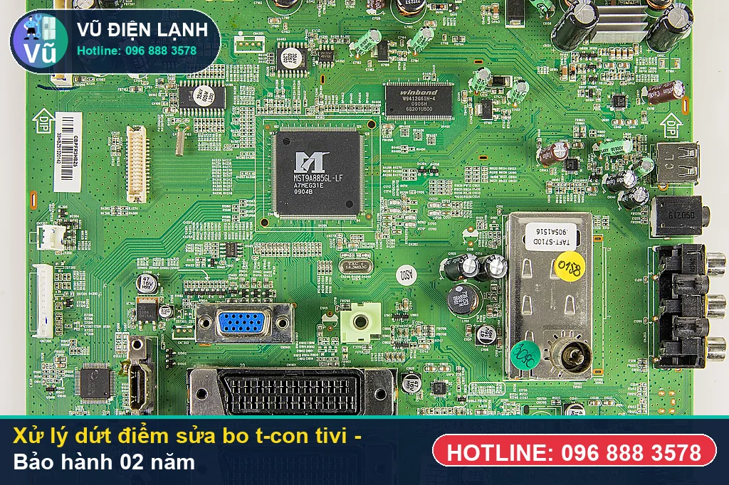 Hoàn tất xử lý sửa bo t-con tivi, kiểm tra hình ảnh 4K sắc nét và bàn giao phiếu bảo hành 02 năm Vũ Điện Lạnh