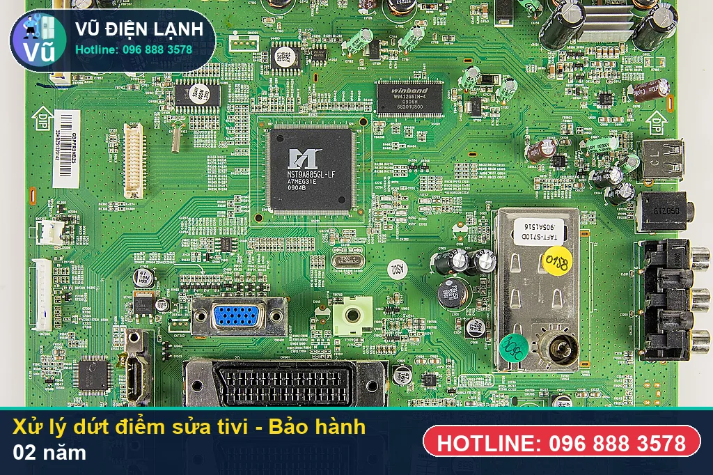 Hoàn tất xử lý sửa tivi, kiểm tra hình ảnh 4K sắc nét và bàn giao phiếu bảo hành 02 năm Vũ Điện Lạnh