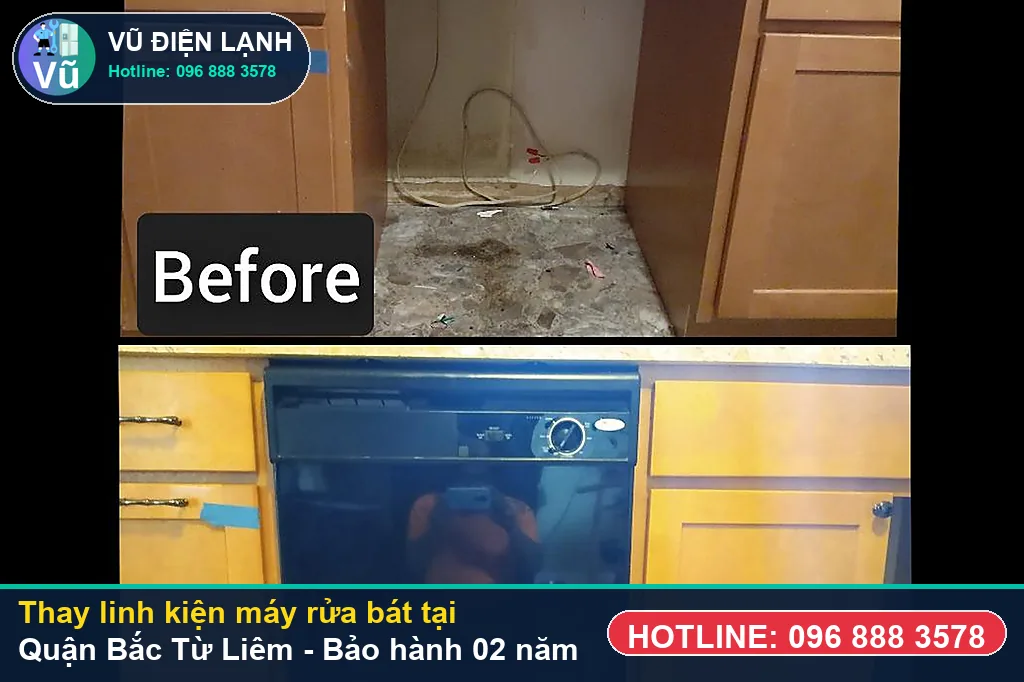 Khách hàng tại Quận Bắc Từ Liêm kiểm tra linh kiện máy rửa bát chính hãng và nhận phiếu bảo hành 02 năm của Vũ Điện Lạnh