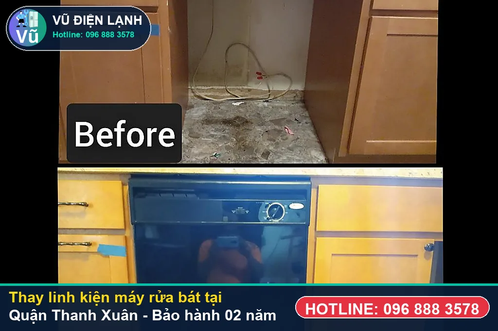Khách hàng tại Quận Thanh Xuân kiểm tra linh kiện máy rửa bát chính hãng và nhận phiếu bảo hành 02 năm của Vũ Điện Lạnh