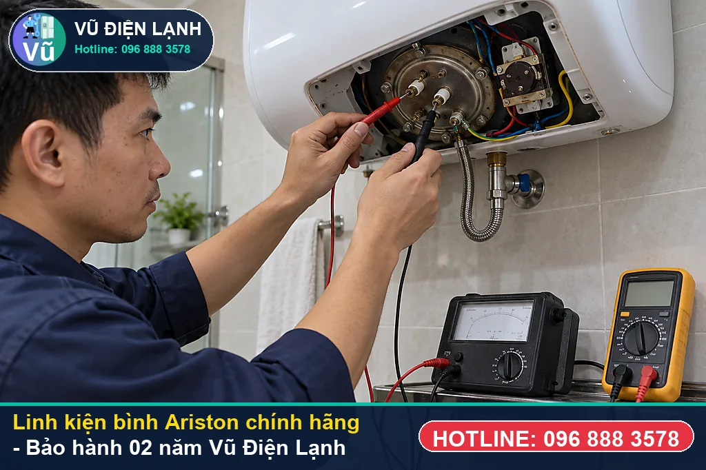 Bộ linh kiện cọc đốt, thanh Magie, rơ-le chính hãng dùng để sửa bình nóng lạnh ariston kèm phiếu bảo hành 02 năm