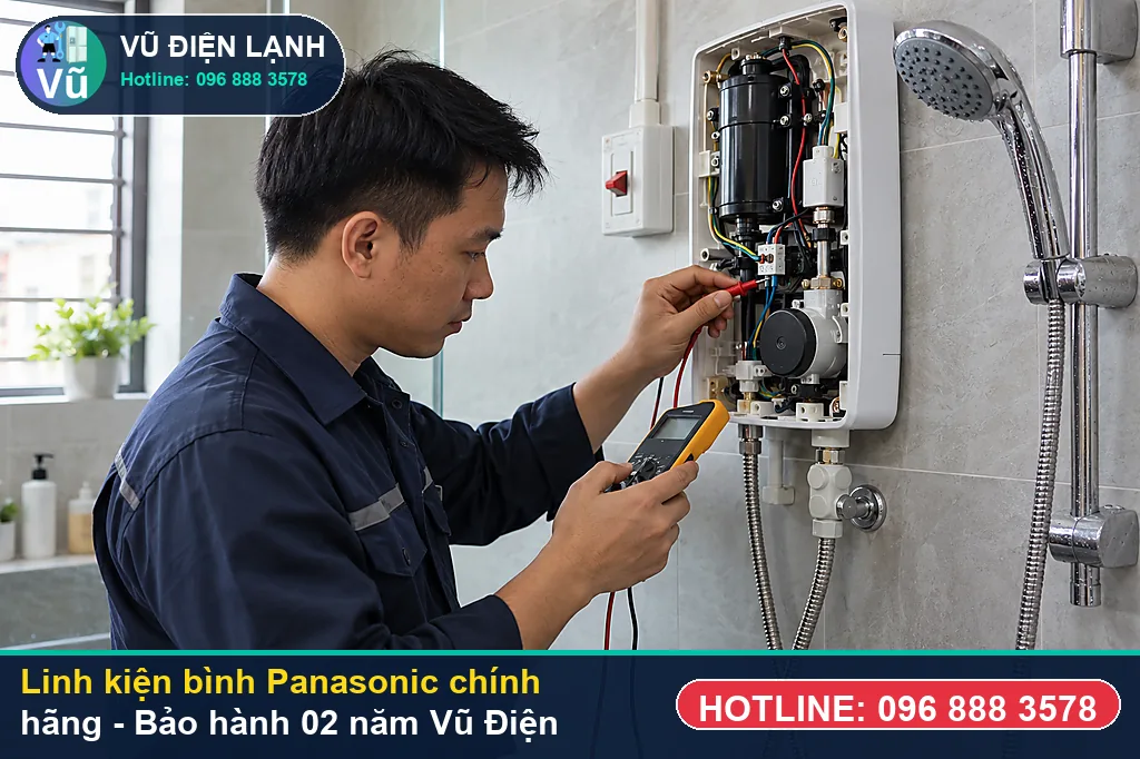 Bộ linh kiện cọc đốt, thanh Magie, rơ-le chính hãng dùng để sửa bình nóng lạnh panasonic kèm phiếu bảo hành 02 năm