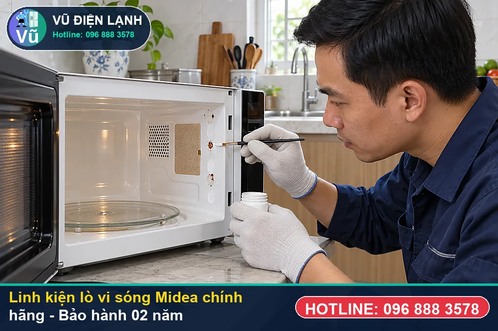 Bộ linh kiện đèn Magnetron, tấm Mica, cầu chì 5kV chính hãng dùng để sửa lò vi sóng midea kèm bảo hành 02 năm