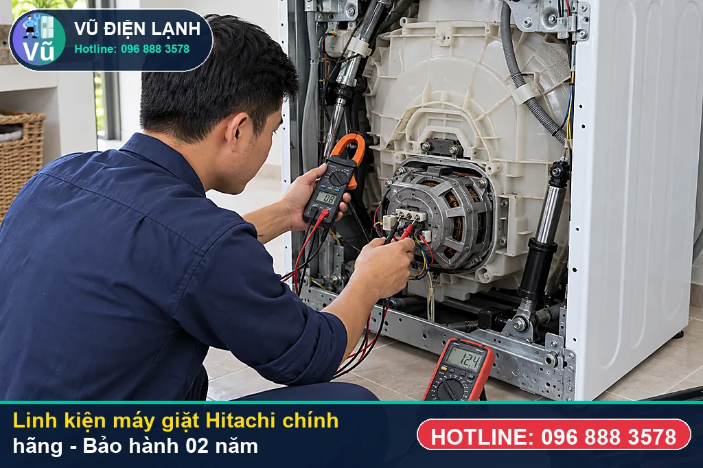 Bộ linh kiện bi phớt, chảng ba, khóa cửa, bơm xả chính hãng dùng để sửa máy giặt hitachi kèm bảo hành 02 năm