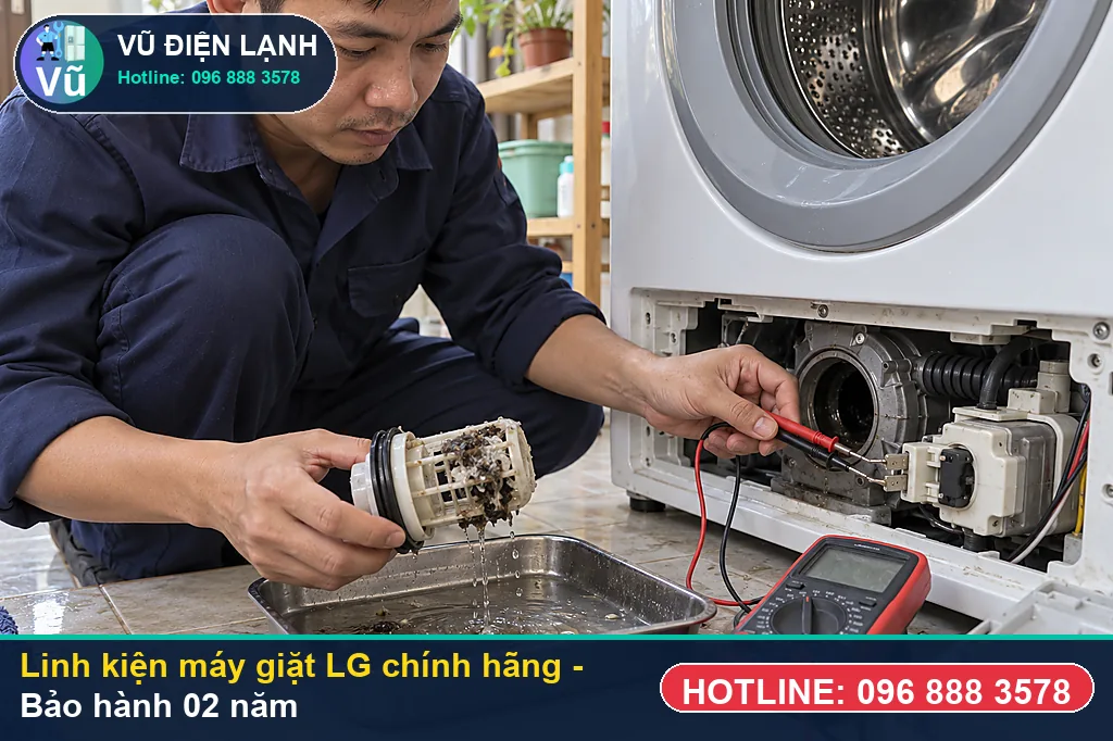 Bộ linh kiện bi phớt, chảng ba, khóa cửa, bơm xả chính hãng dùng để sửa máy giặt lg kèm bảo hành 02 năm