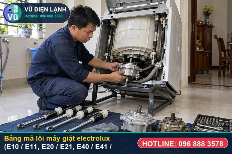Kỹ thuật viên Vũ Điện Lạnh hướng dẫn tra cứu mã lỗi máy giặt electrolux và đo kiểm xử lý tại nhà